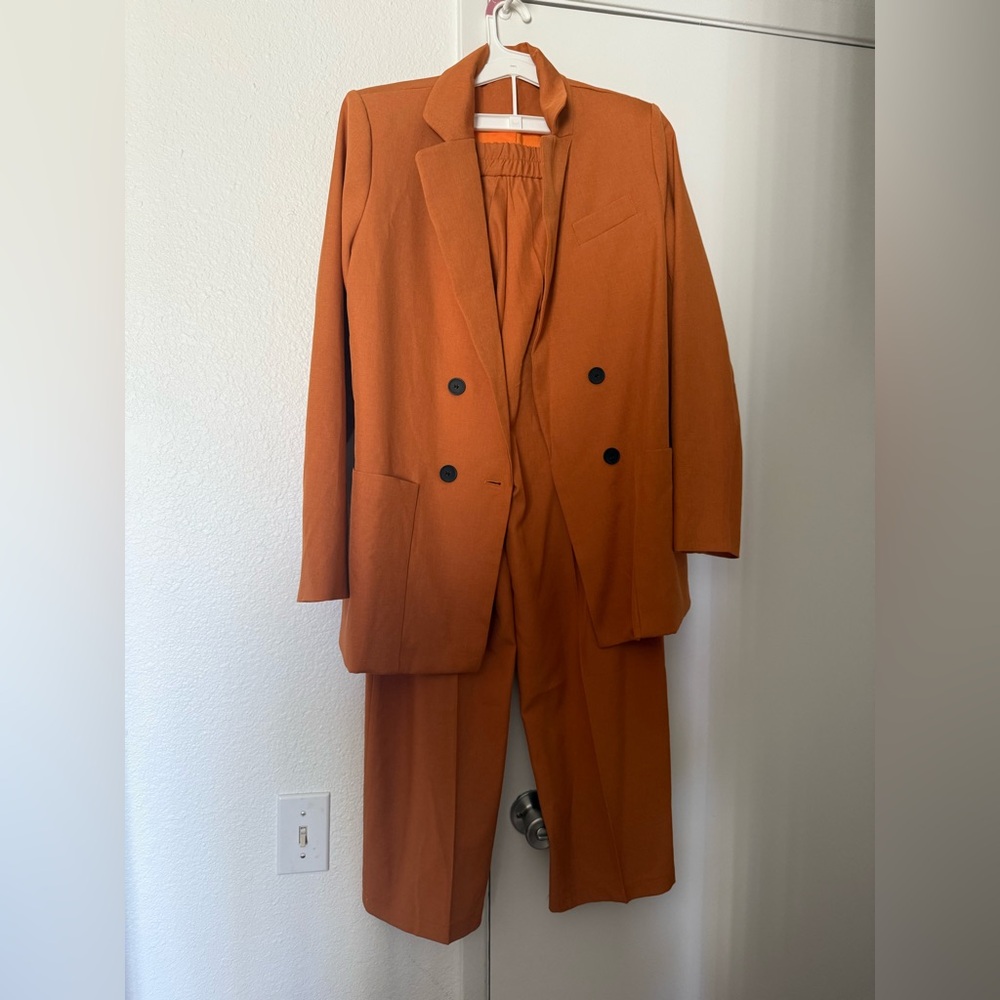 Women’s Orange Blazer and Pants Set